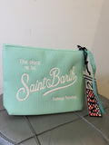 Saint Barth pochette aline canvas verde acqua