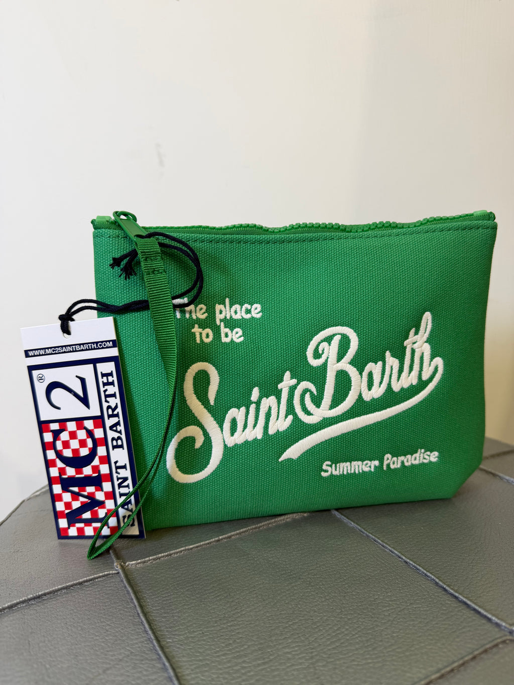 Saint Barth pochette aline canvas verde