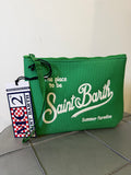 Saint Barth pochette aline canvas verde