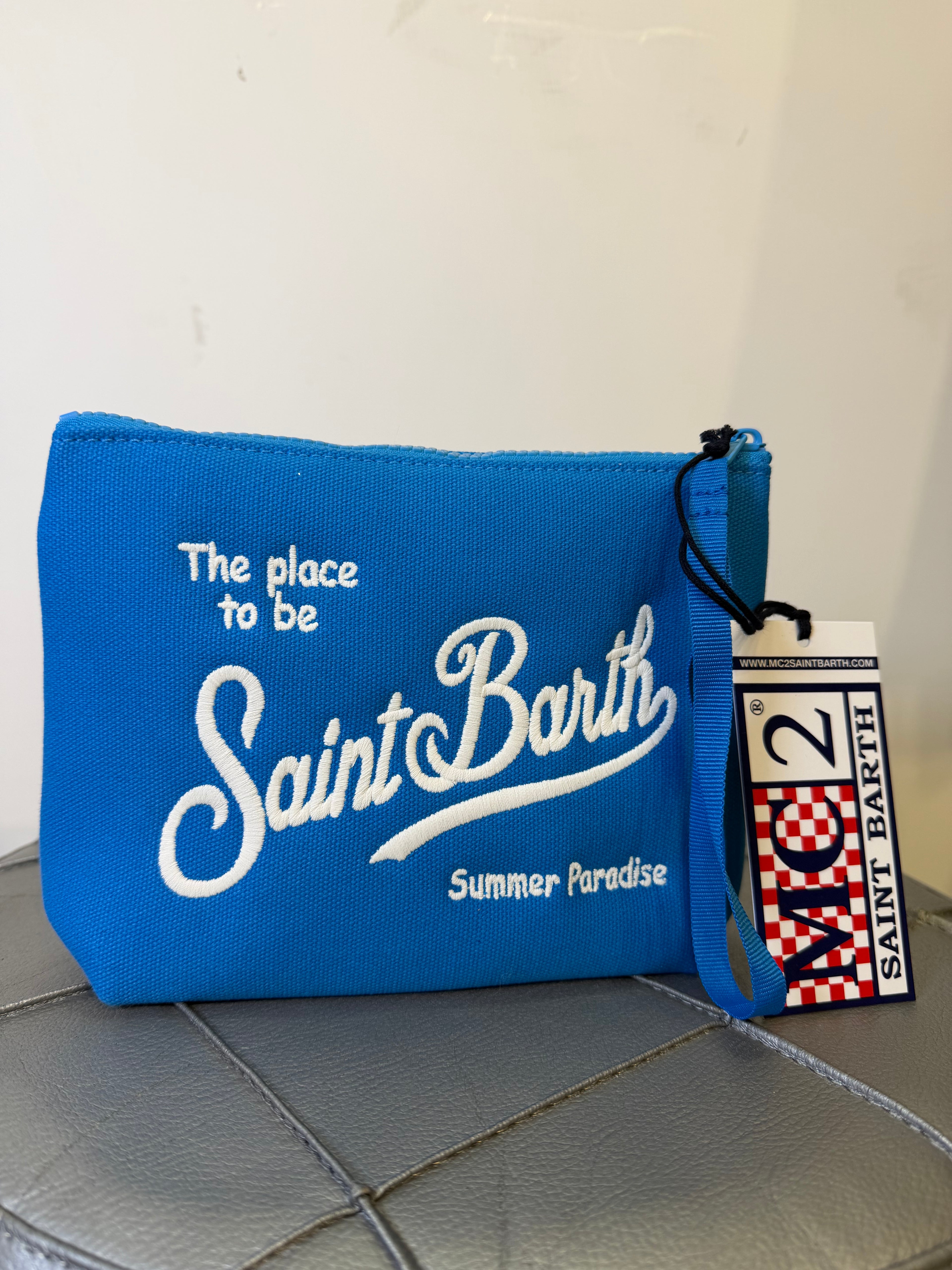 Saint Barth pochette aline canvas celeste