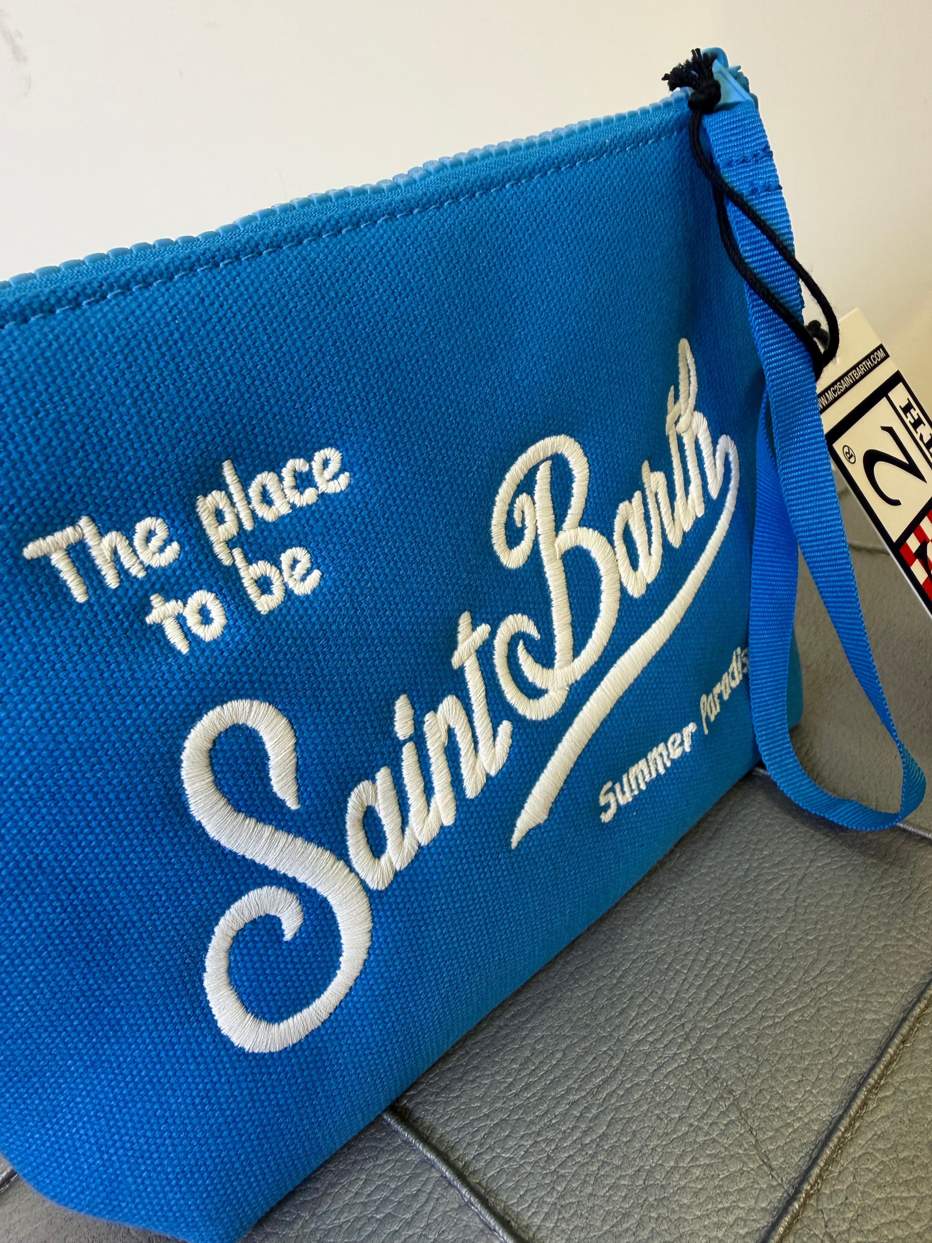 Saint Barth pochette aline canvas celeste