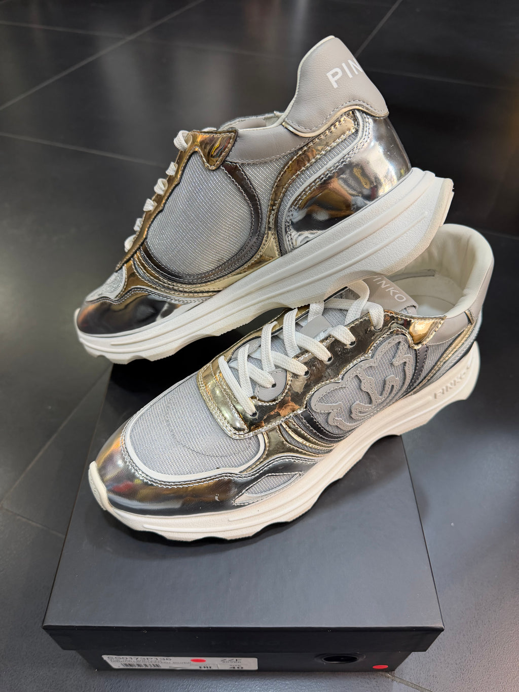 Pinko zoe silver scarpa da ginnastica