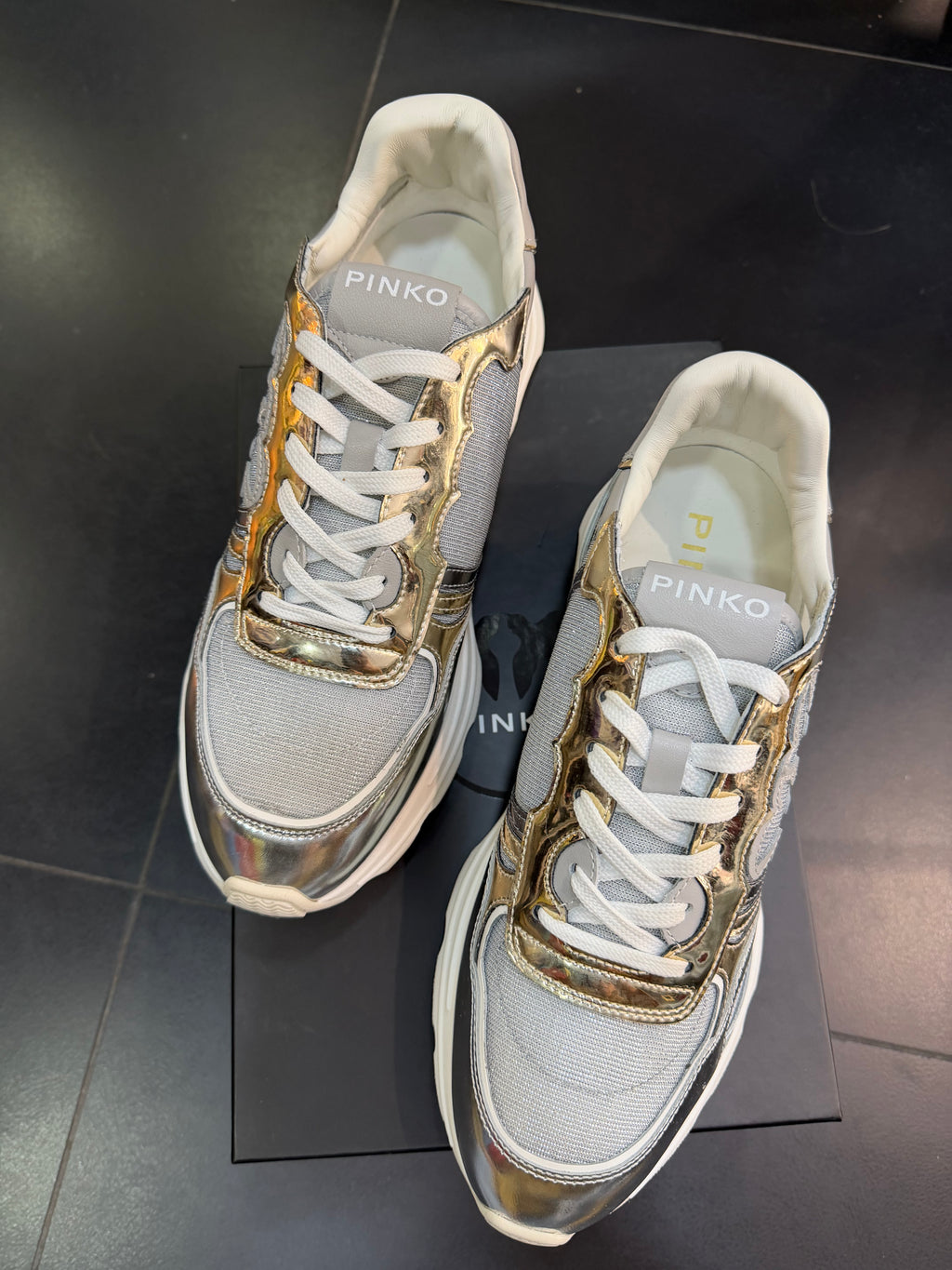 Pinko zoe silver scarpa da ginnastica