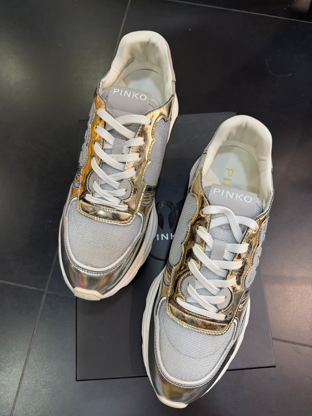 Pinko zoe silver scarpa da ginnastica