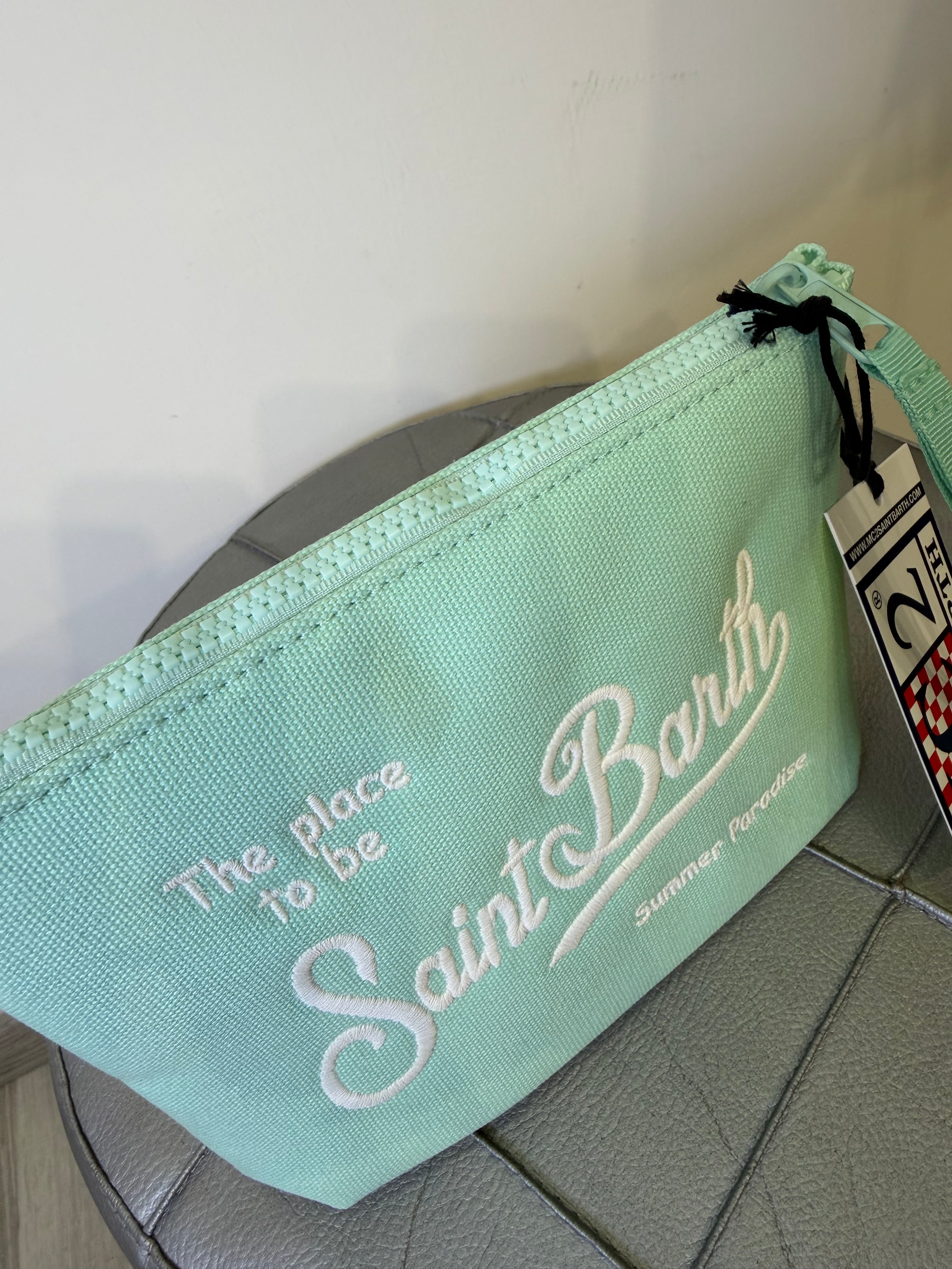 Saint Barth pochette aline canvas verde acqua