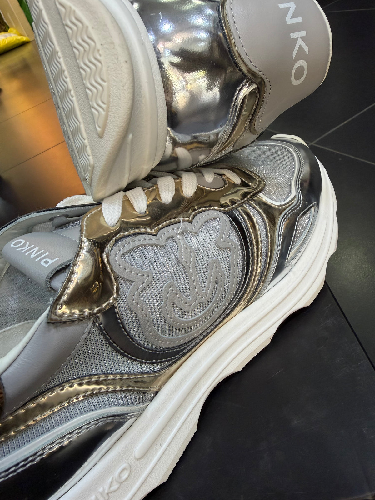 Pinko zoe silver scarpa da ginnastica