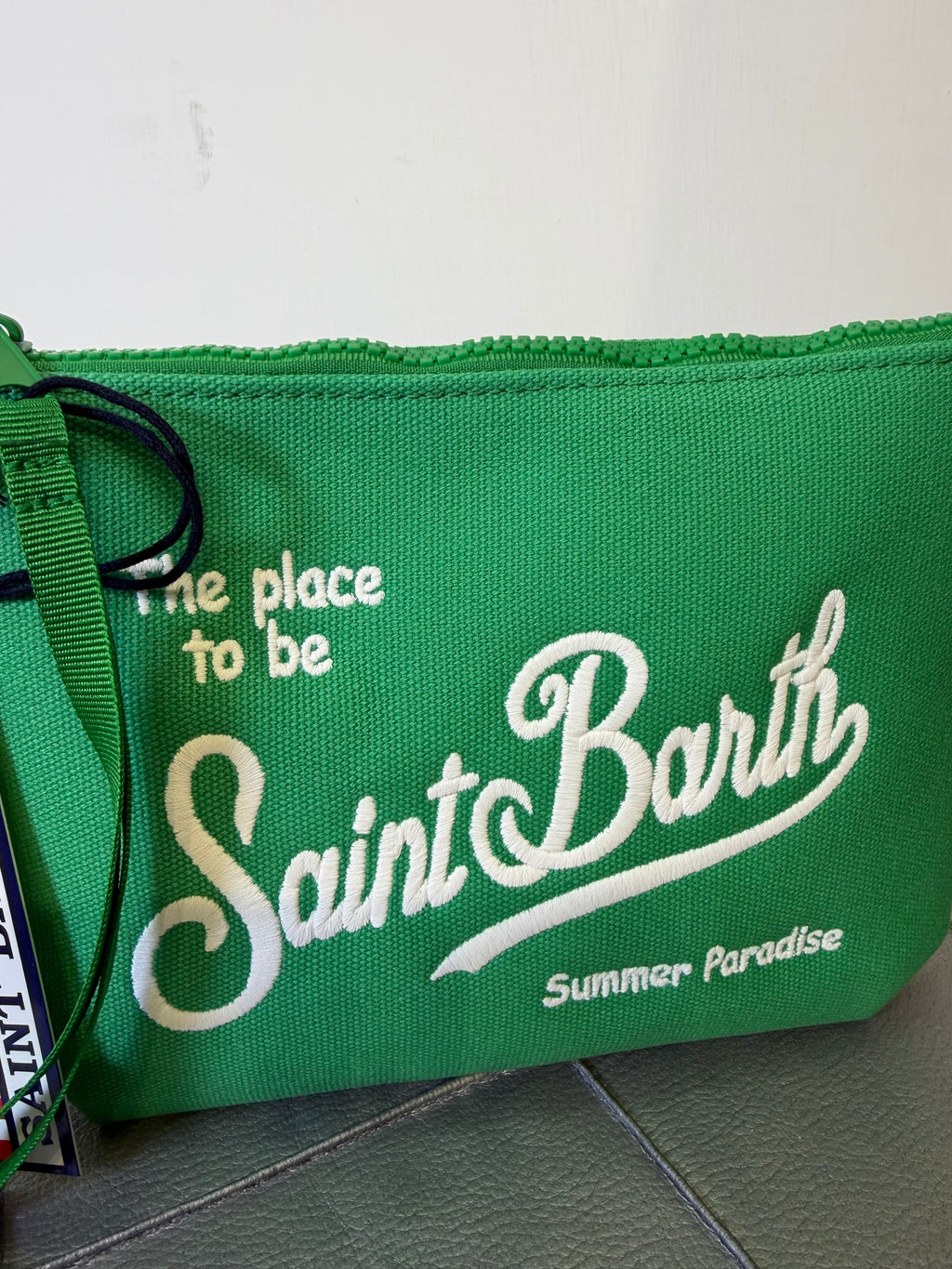 Saint Barth pochette aline canvas verde