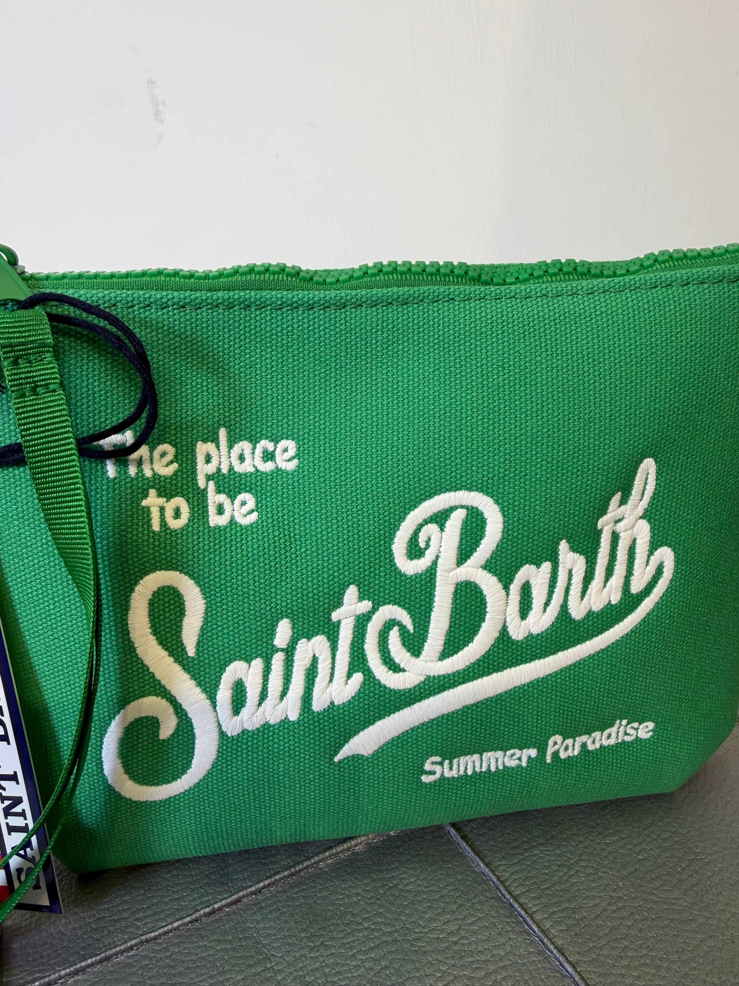 Saint Barth pochette aline canvas verde