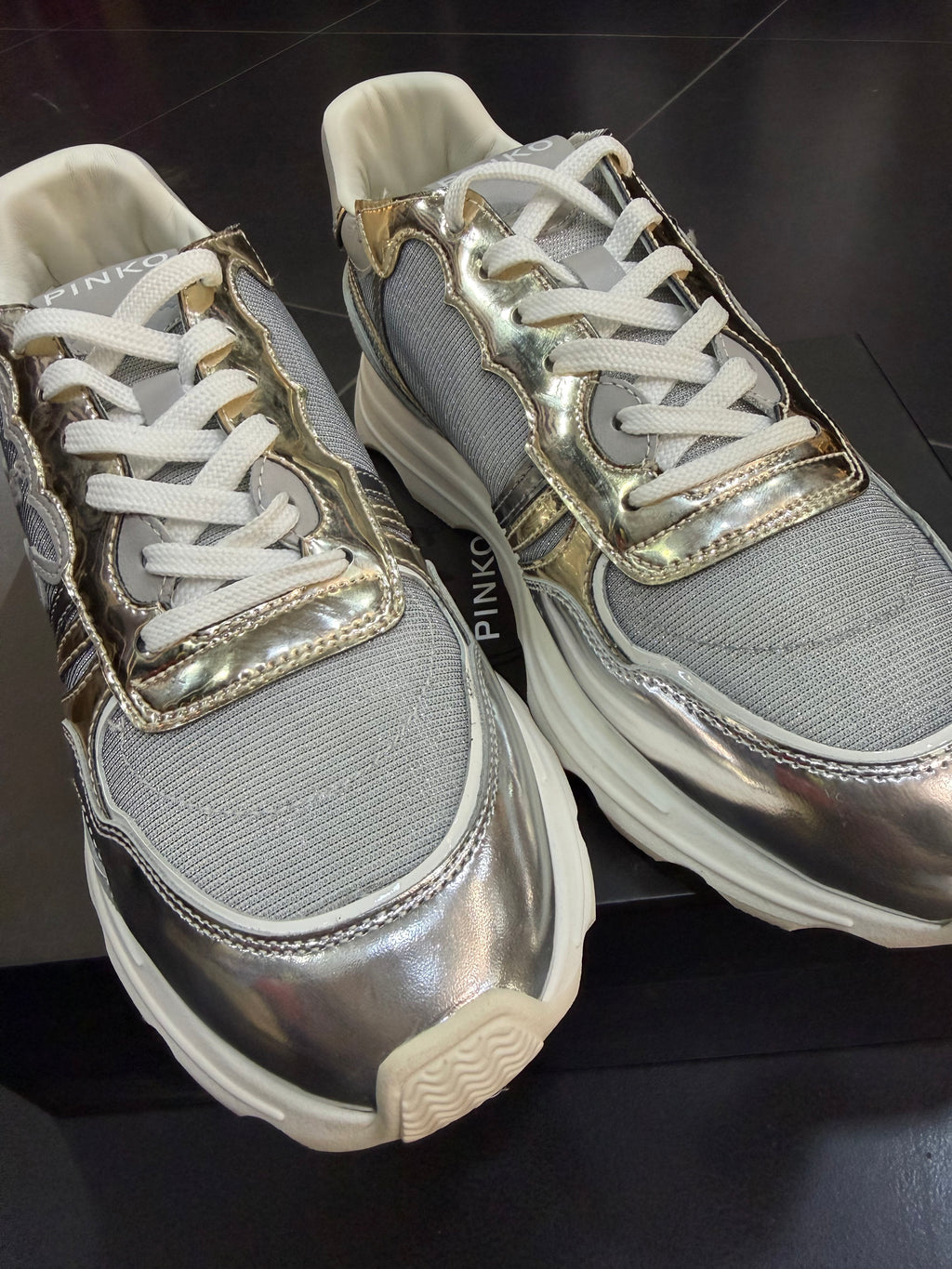 Pinko zoe silver scarpa da ginnastica