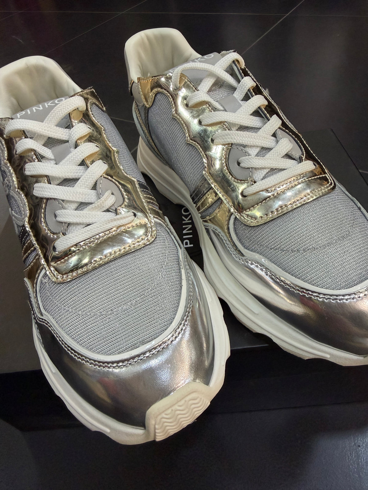 Pinko zoe silver scarpa da ginnastica