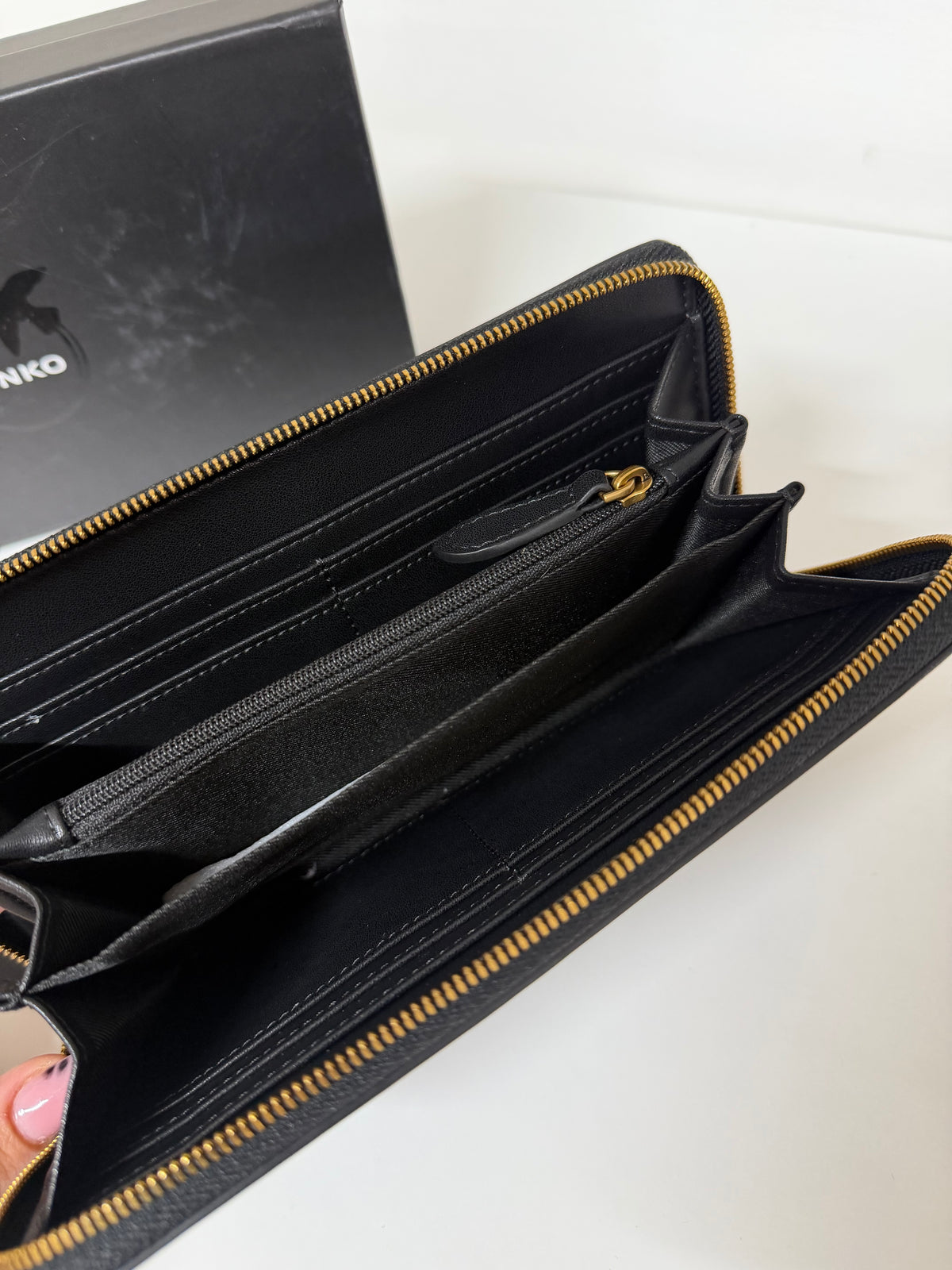Pinko ryder zip around liscio nero