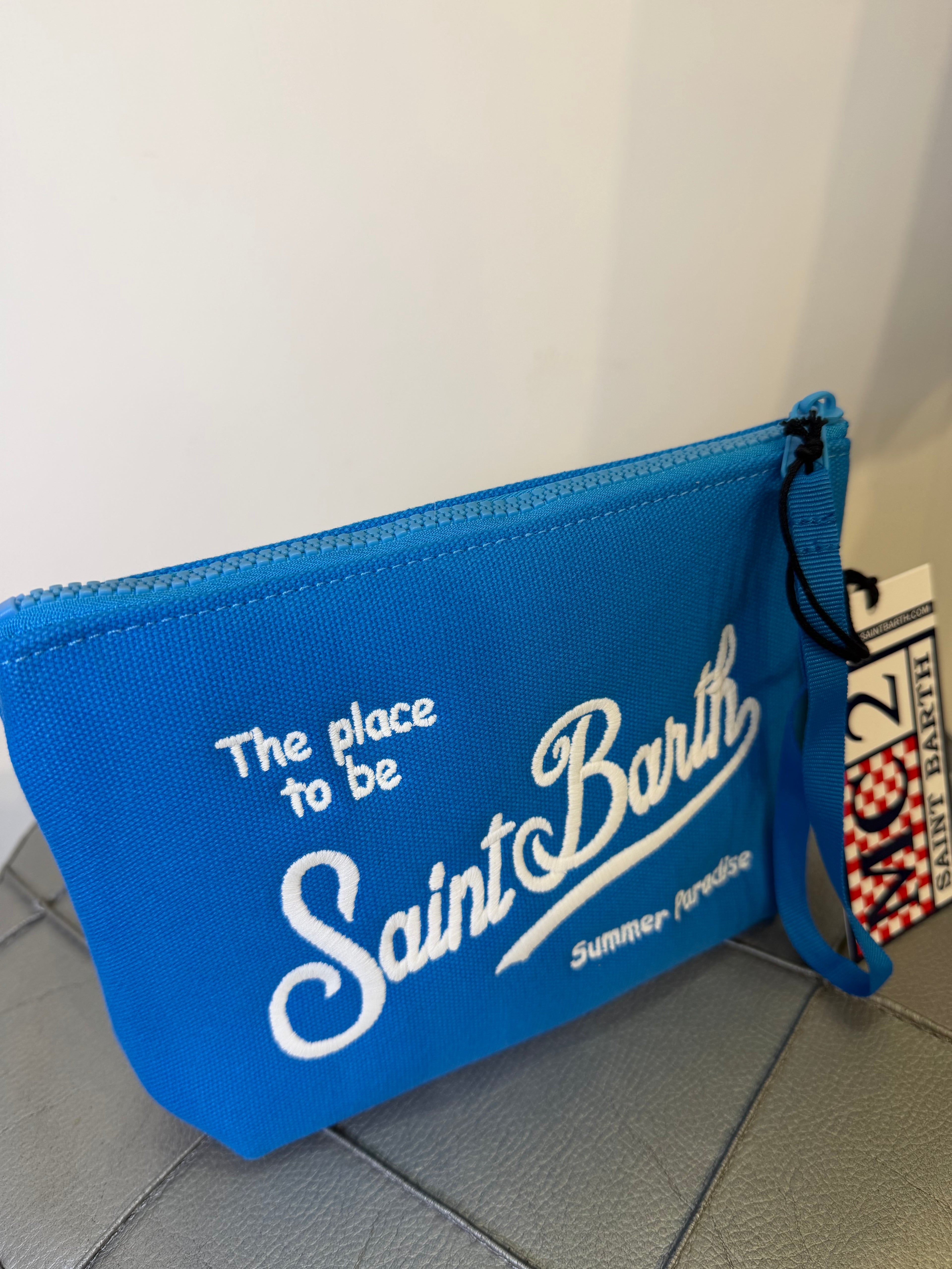 Saint Barth pochette aline canvas celeste