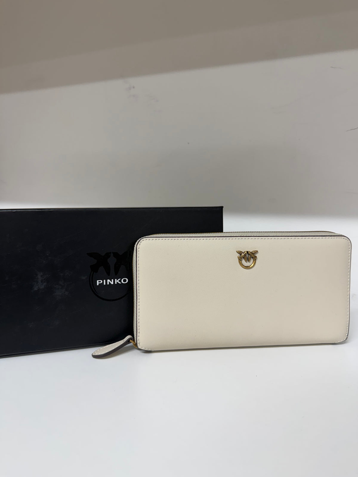 Pinko ryder zip around liscio bianco