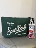 Saint Barth pochette aline canvas verde scuro