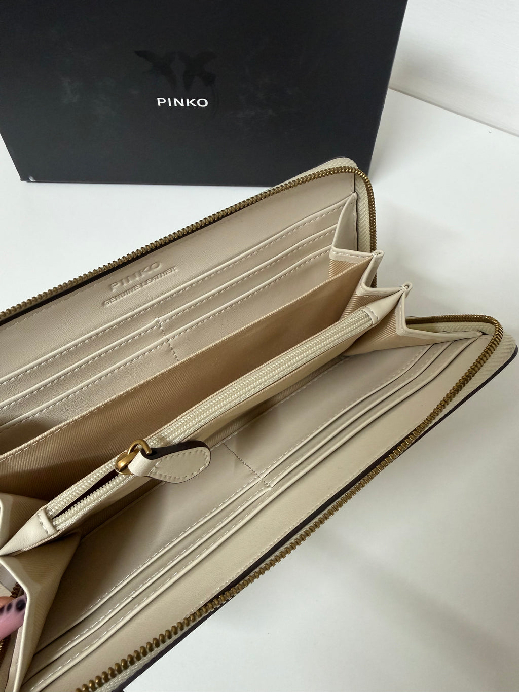 Pinko ryder zip around liscio bianco