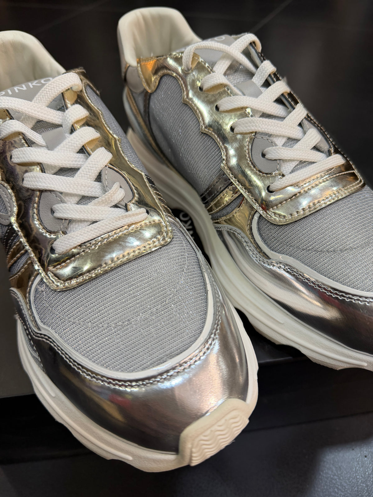 Pinko zoe silver scarpa da ginnastica