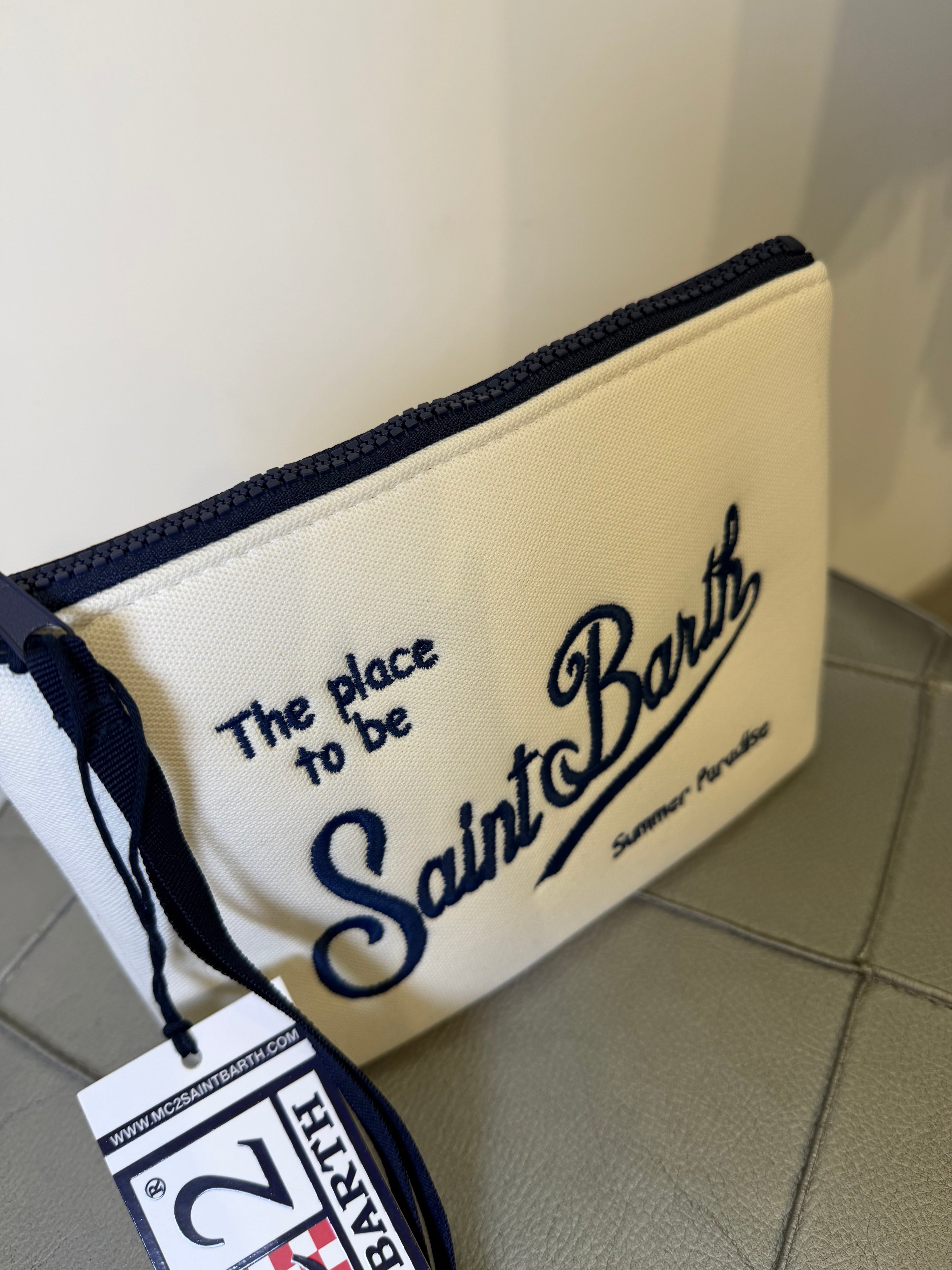 Saint Barth pochette aline piquè blubianco