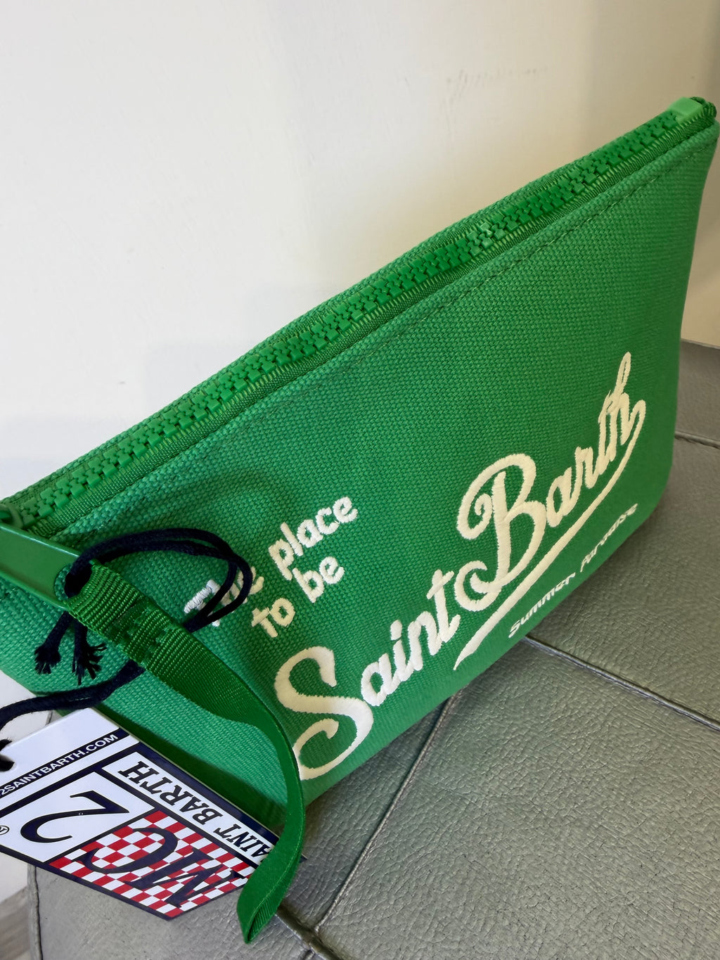 Saint Barth pochette aline canvas verde