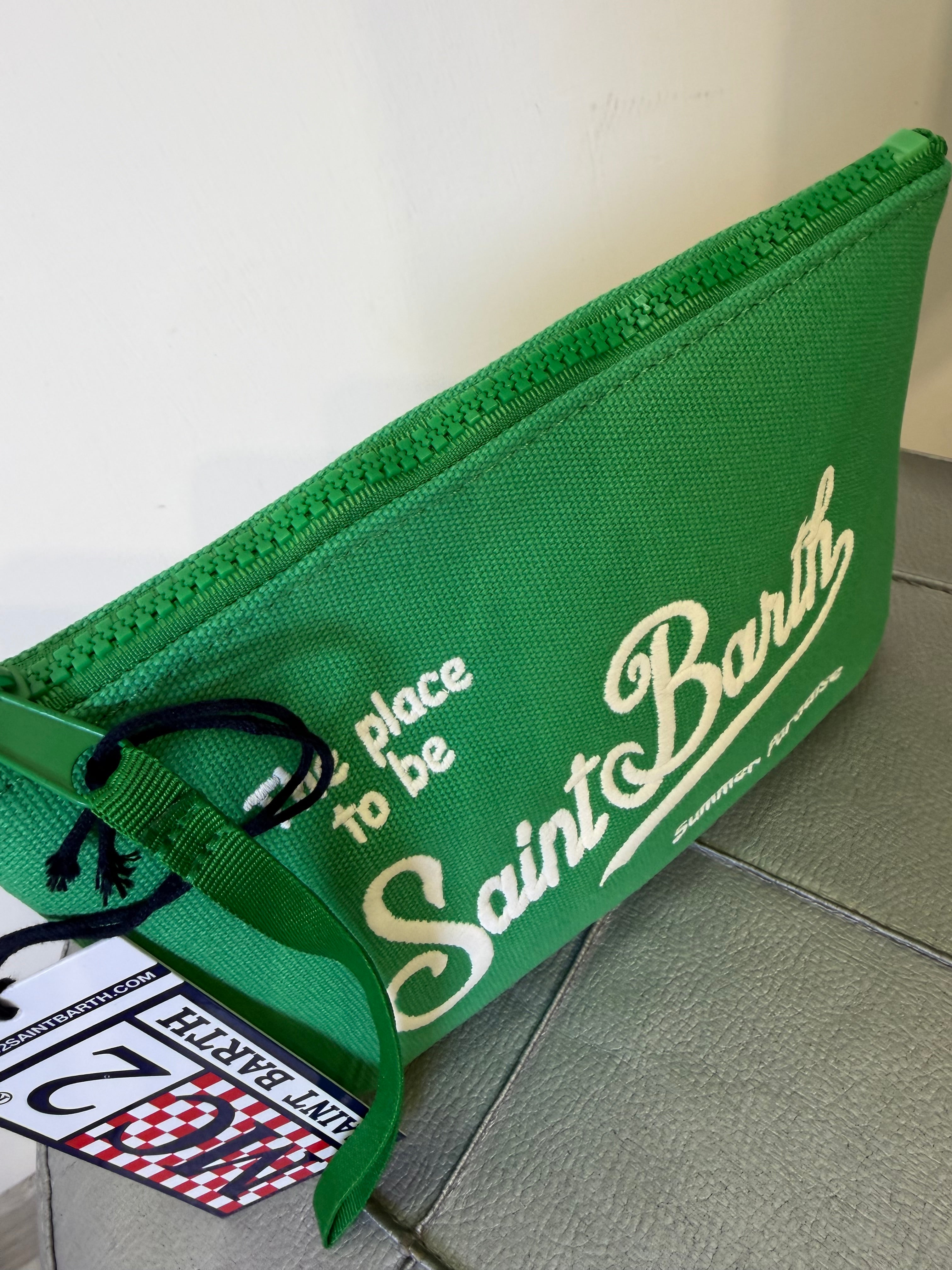 Saint Barth pochette aline canvas verde