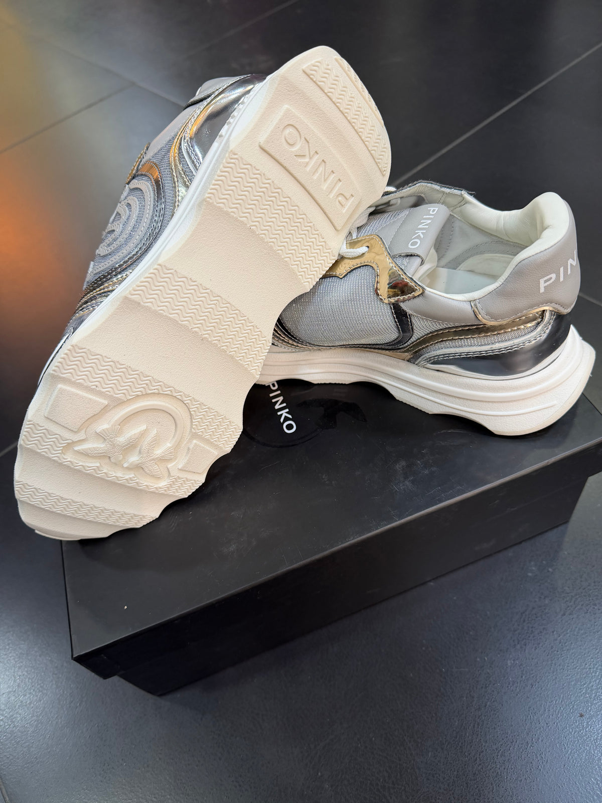 Pinko zoe silver scarpa da ginnastica